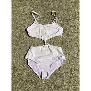 Art Class Girls Ribbed Cutout One-Piece Swimsuit Lavender Size 6/6X